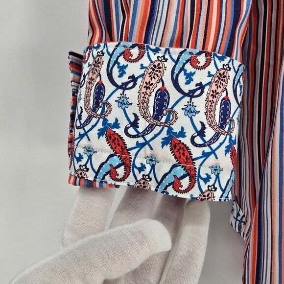 Robert Graham Men's Button-Up Shirt 3XL Multicolor Striped Paisley Flip Cuff - Picture 8 of 12